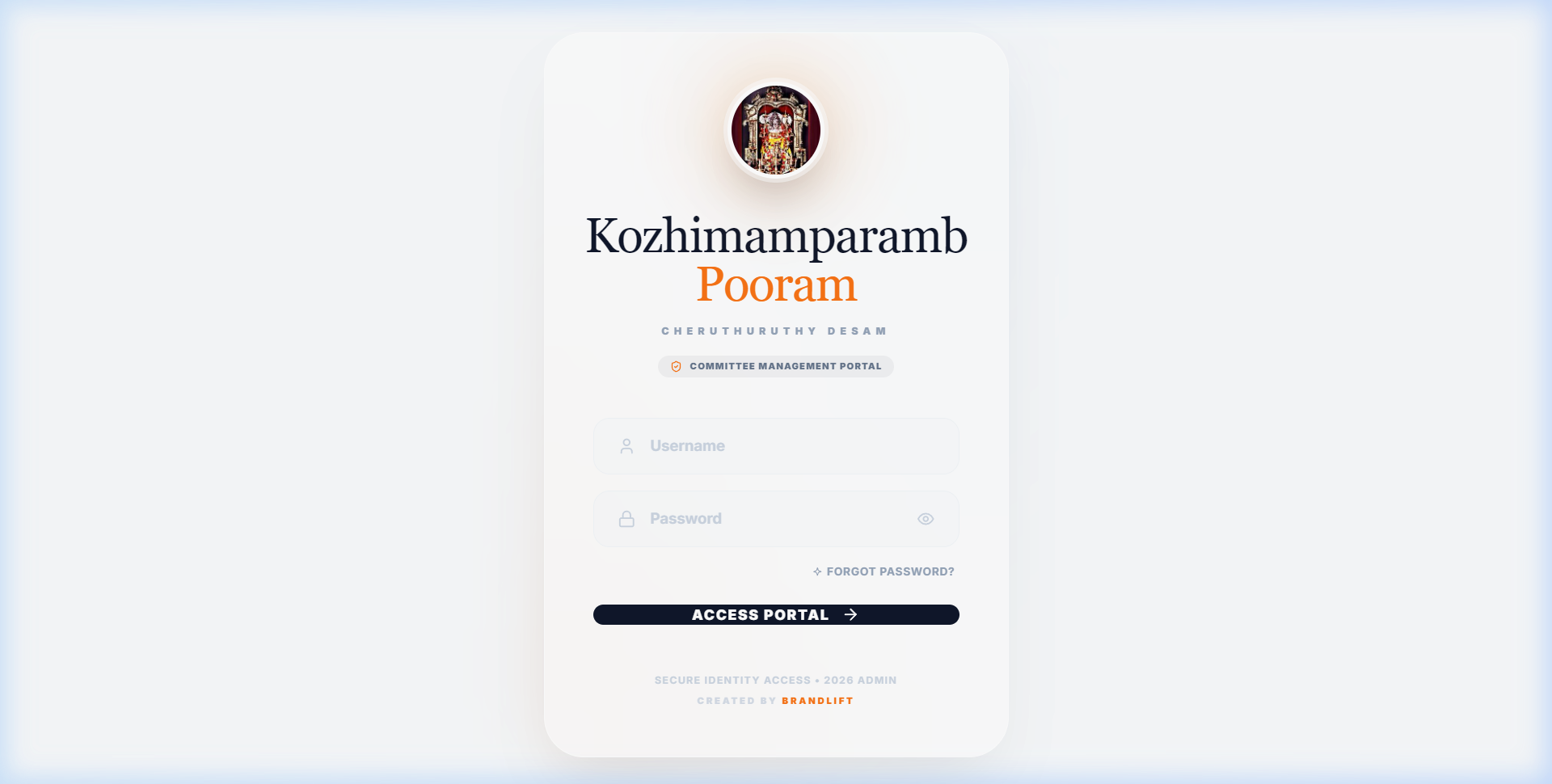 Pooram Temple CRM Preview